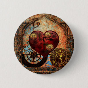 Steampunk Hoorstrelpapier Ronde Button 5,7 Cm