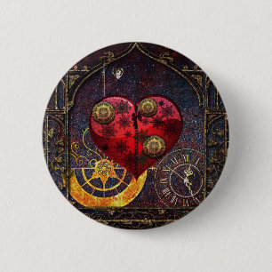 Steampunk Hoorstrelpapier Ronde Button 5,7 Cm