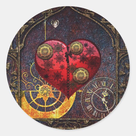  Steampunk Hoorstrelpapier Ronde Sticker (Voorkant)