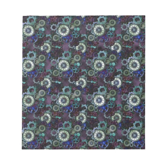 Steampunk horloge onderdelen - paarse afdruk door  notitieblok (Voorkant)