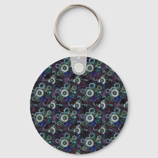 Steampunk horloge onderdelen - paarse afdruk van L Sleutelhanger (Voorkant)