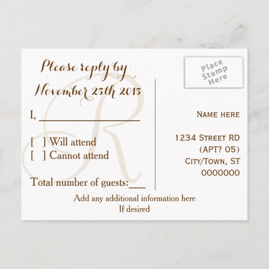 Steampunk horloge uitrusting en damast RSVP kaart (Achterkant)