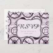 Steampunk horloge uitrusting en damast RSVP kaart (Voorkant / Achterkant)
