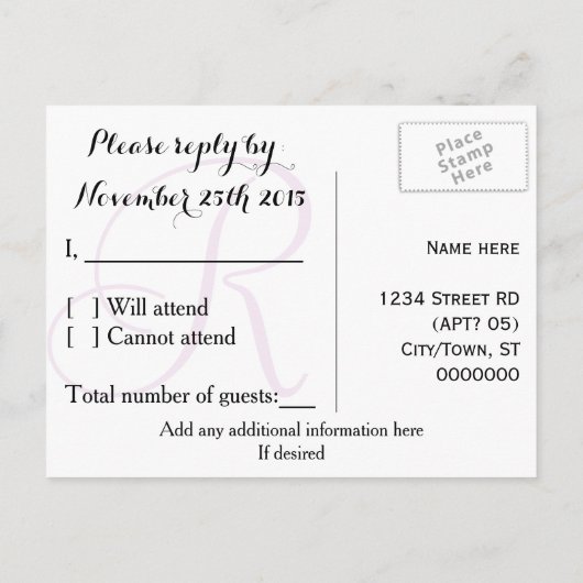 Steampunk horloge uitrusting en damast RSVP kaart (Achterkant)