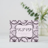 Steampunk horloge uitrusting en damast RSVP kaart (Staand voorkant)