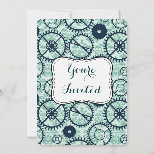 Steampunk horloge-uitrusting en damasverjaardagsfe kaart (Achterkant)