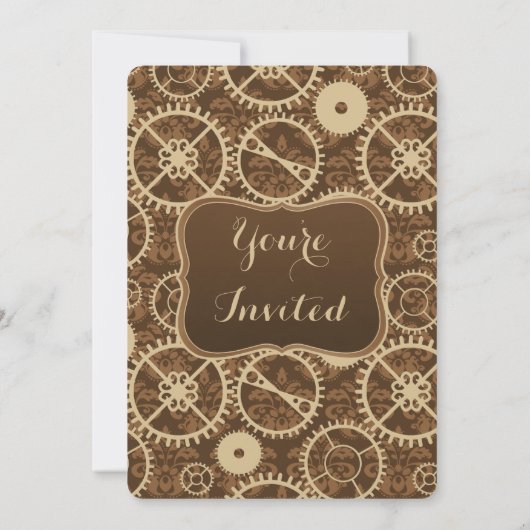 Steampunk horloge-uitrusting en damasverjaardagsfe kaart (Achterkant)