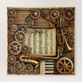 Steampunk Horns Gears Keyboard Bladmuziek Legpuzzel (Horizontaal)