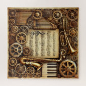 Steampunk Horns Gears Keyboard Bladmuziek Legpuzzel (Horizontaal)