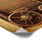 Steampunk Horns Gears Keyboard Bladmuziek Poster (Hoek)