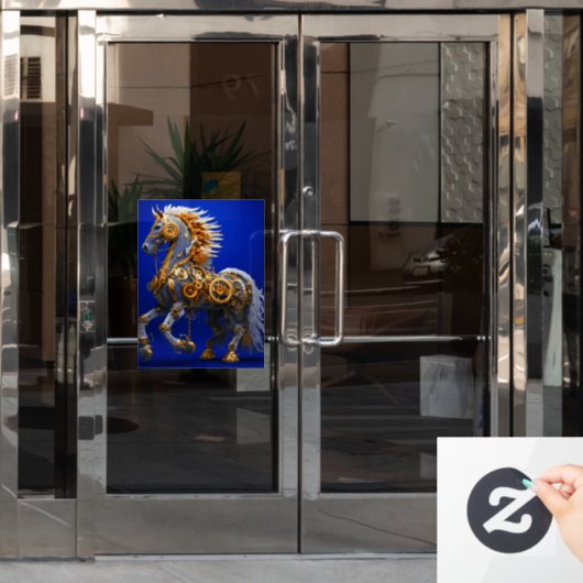 Steampunk Horse Raamsticker (Kantoordeur)