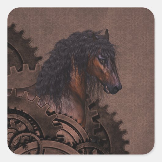 Steampunk Horse Vierkante Sticker (Voorkant)