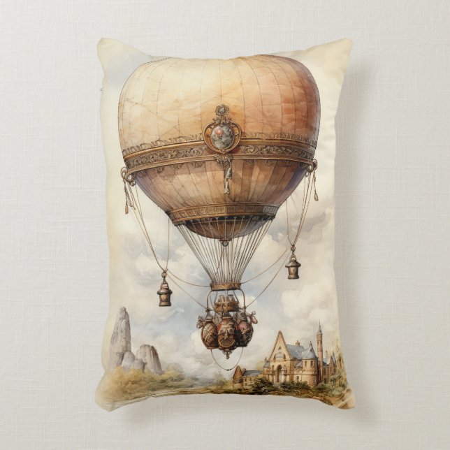  Steampunk Hot Air ballon Accent Kussen (Voorkant(Verticaal))