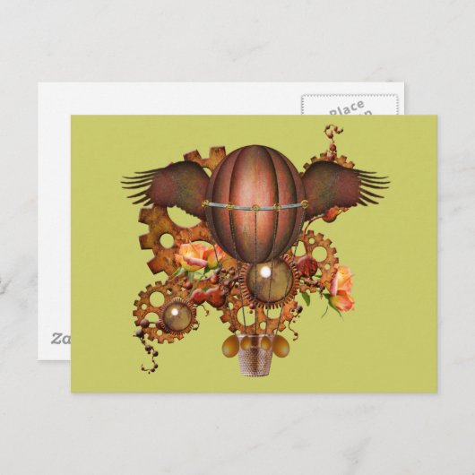 Steampunk Hot Air-ballon Briefkaart (Voorkant / Achterkant)