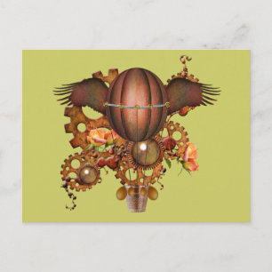 Steampunk Hot Air-ballon Briefkaart