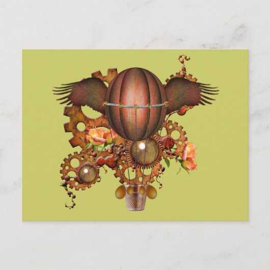 Steampunk Hot Air-ballon Briefkaart (Voorkant)