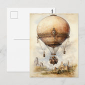 Steampunk Hot Air ballon Briefkaart (Voorkant / Achterkant)