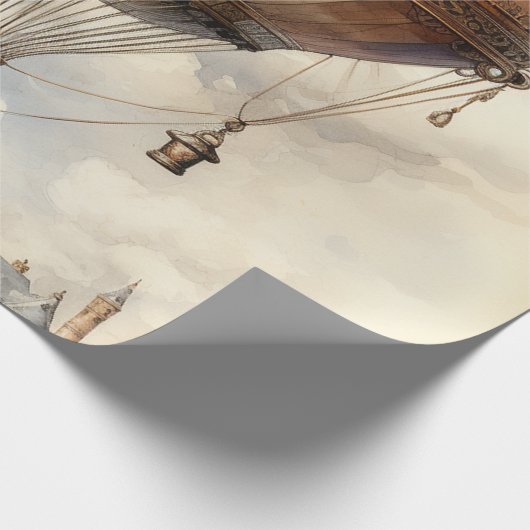  Steampunk Hot Air ballon Cadeaupapier (Hoek)