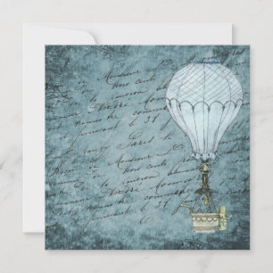 Steampunk Hot Air ballon Dok Blue Handschrift