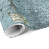 Steampunk Hot Air ballon Dok Blue Handschrift Cadeaupapier (Rol Hoek)