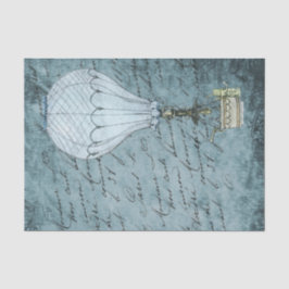 Steampunk Hot Air ballon Dok Blue Handschrift Tissuepapier