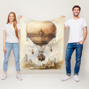  Steampunk Hot Air ballon Fleece Deken