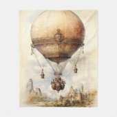  Steampunk Hot Air ballon Fleece Deken (Voorkant)