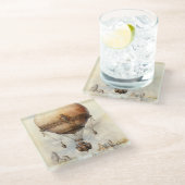  Steampunk Hot Air ballon Glazen Onderzetter (Schuin)