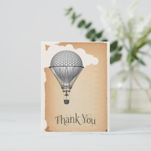 Steampunk Hot Air Ballon Hartelijk dank Briefkaart (Staand voorkant)