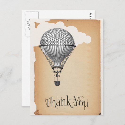 Steampunk Hot Air Ballon Hartelijk dank Briefkaart (Voorkant / Achterkant)