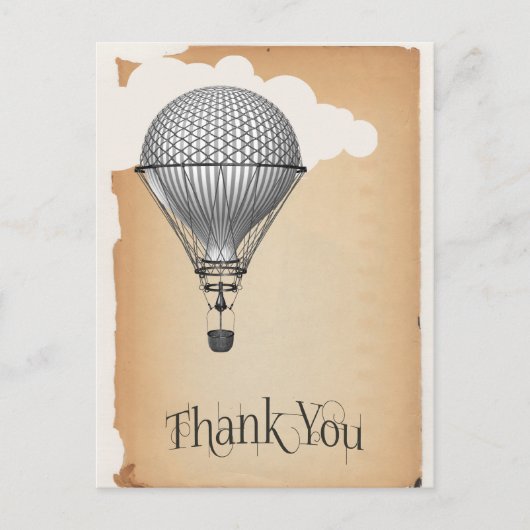Steampunk Hot Air Ballon Hartelijk dank Briefkaart (Voorkant)