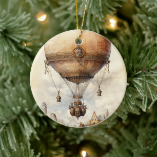  Steampunk Hot Air ballon Keramisch Ornament