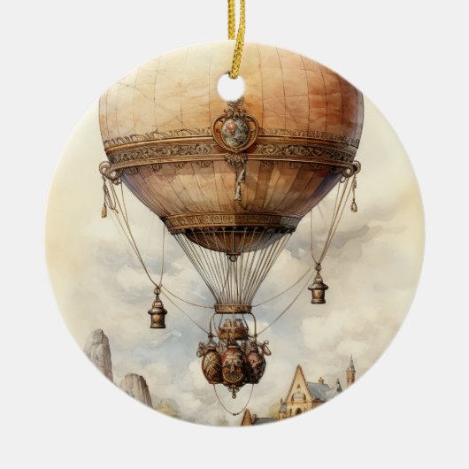 Steampunk Hot Air ballon Keramisch Ornament (Voorkant)