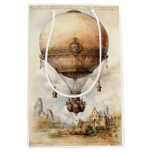 Steampunk Hot Air ballon Medium Cadeauzakje (Voorkant)