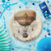  Steampunk Hot Air ballon Papieren Bordje (Feest)