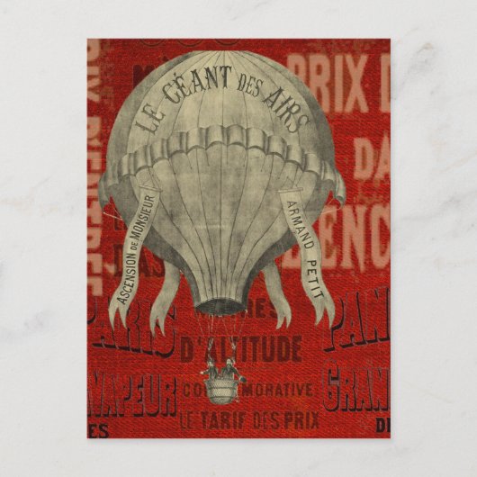 Steampunk Hot Air Ballon Ride grafische lettertype Briefkaart (Voorkant)