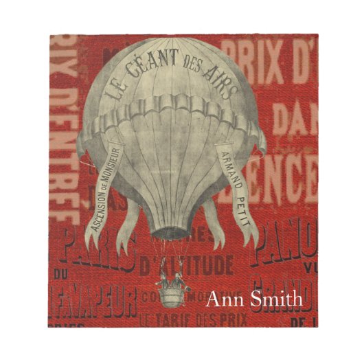 Steampunk Hot Air Ballon Ride grafische lettertype Notitieblok (Voorkant)