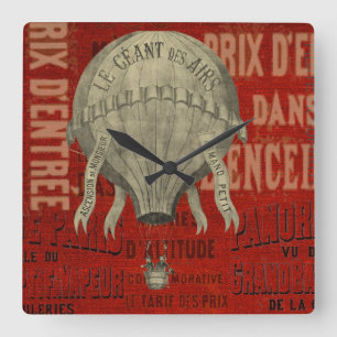 Steampunk Hot Air Ballon Ride grafische lettertype Vierkante Klok
