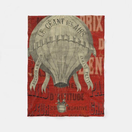  Steampunk Hot Air Ballon Ride in het rood Fleece Deken (Voorkant)