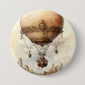 Steampunk Hot Air ballon Ronde Button 7,6 Cm (Voorkant)