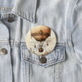 Steampunk Hot Air ballon Ronde Button 7,6 Cm (In situ)