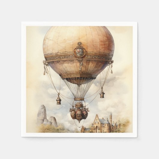 Steampunk Hot Air ballon Servet (Voorkant)