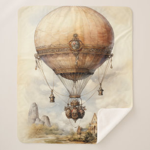  Steampunk Hot Air ballon Sherpa Deken