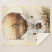  Steampunk Hot Air ballon Sherpa Deken (Voorkant (horizontaal))