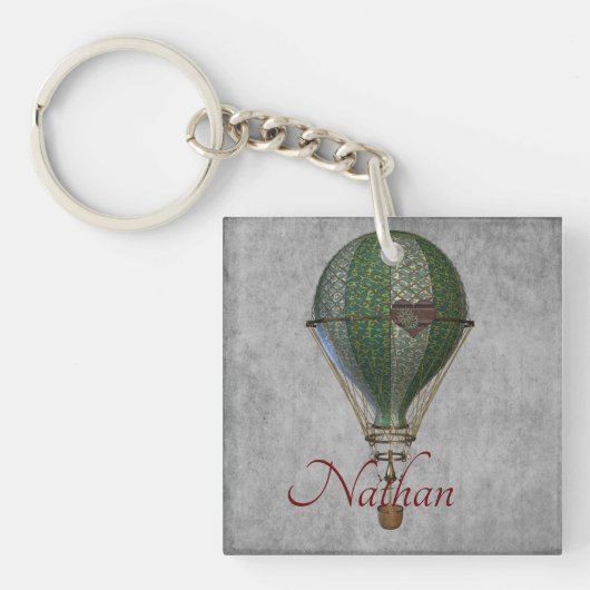 Steampunk Hot Air ballon, speciaal gepersonaliseer Sleutelhanger (voorkant)