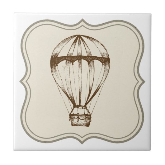 Steampunk Hot Air ballon Tegeltje (Voorkant)