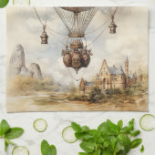 Steampunk Hot Air ballon Theedoek (Gevouwen)