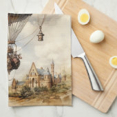 Steampunk Hot Air ballon Theedoek (Quarter Fold)