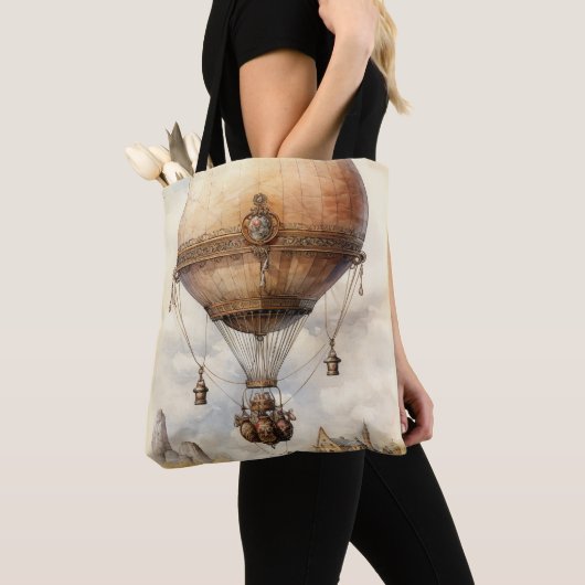  Steampunk Hot Air ballon Tote Bag (Dichtbij)