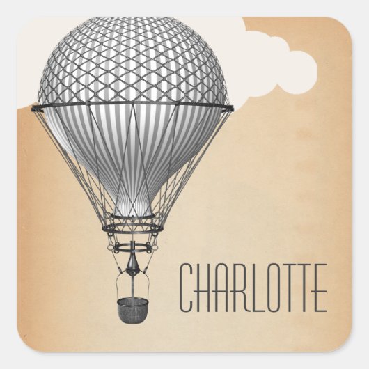 Steampunk Hot Air-ballon Vierkante Sticker (Voorkant)